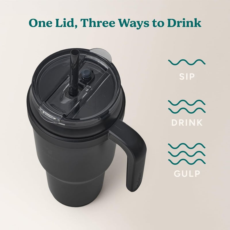 Reduce 40 oz Stainless Steel Tumbler with Handle - Dual-Wall Vacuum Insulated Travel Mug, Sweat-Proof Lid & Reusable Straw - Keeps Drinks Cold for 24 Hrs, Fits Cupholders, Dishwasher Safe - Phantom - Image 5